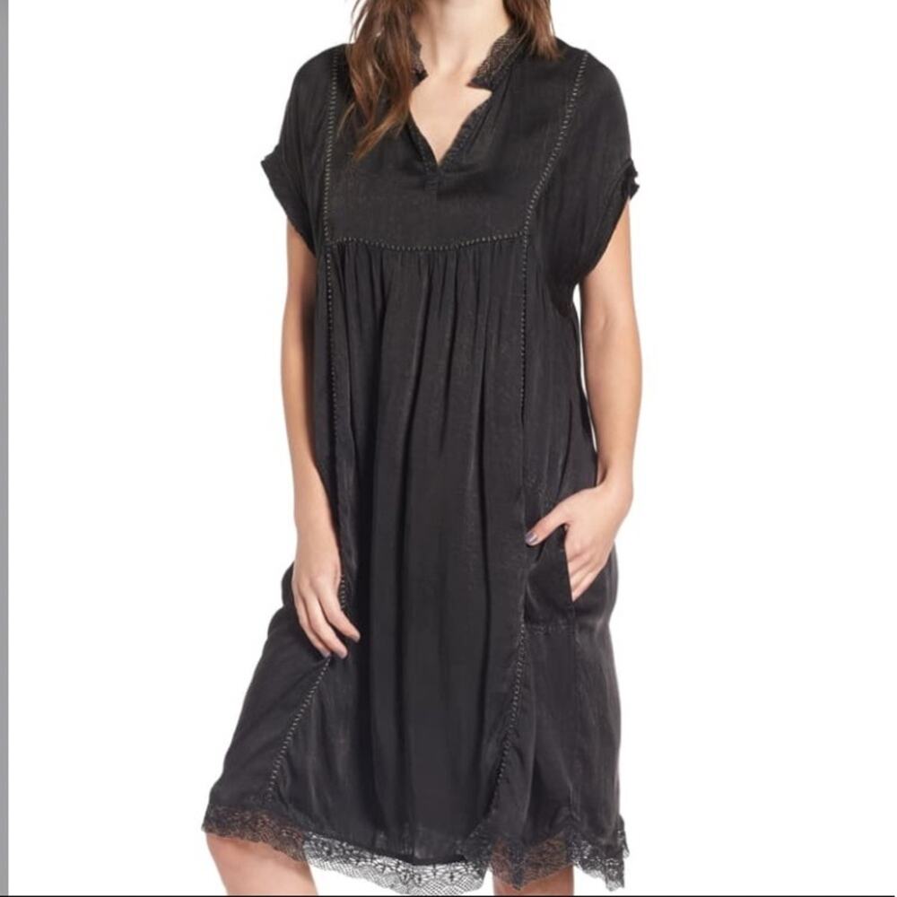 Zadig & Voltaire Lyocell Rastana Boho Chic Midi Dress Lace Trim